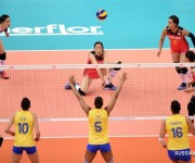 В групповом матче финального этапа женской волейбольной Лиги Наций китайская сборная проиграла бразильской команде со счетом 0:3
